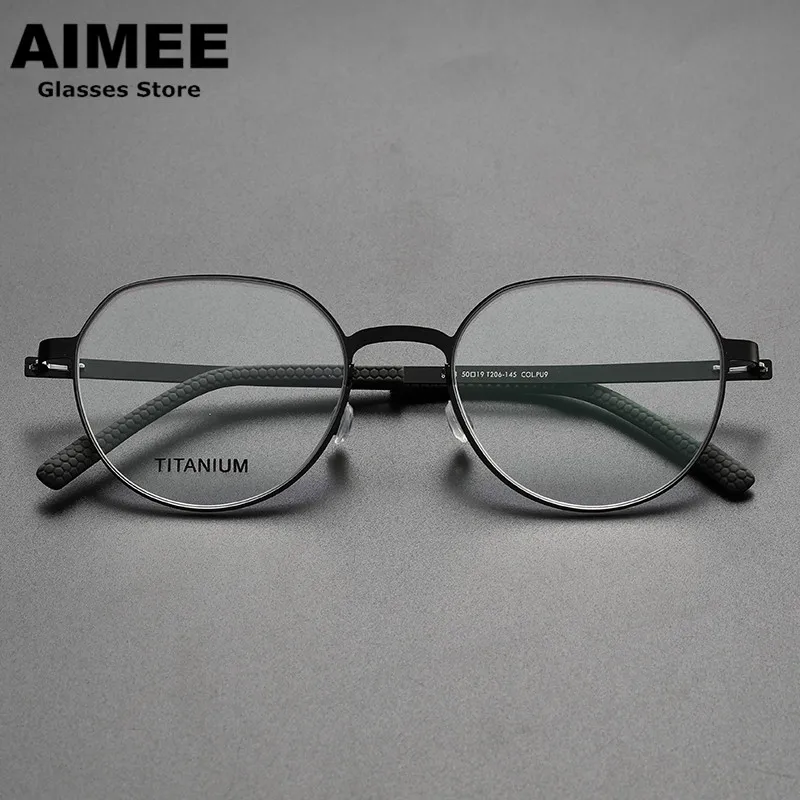 Round Titanium Screwless Glasses Frame Germany Brand Men Women Ultralight Optical Prescription Eyeglasses Sports Spectacles Gafa