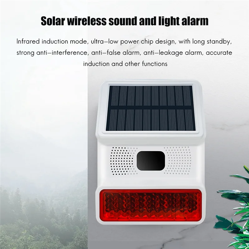 Alarme recarregável sem fio Solar Powered, Corpo Humano Sensing Alarme, IP65 Função impermeável para exterior, 433MHz