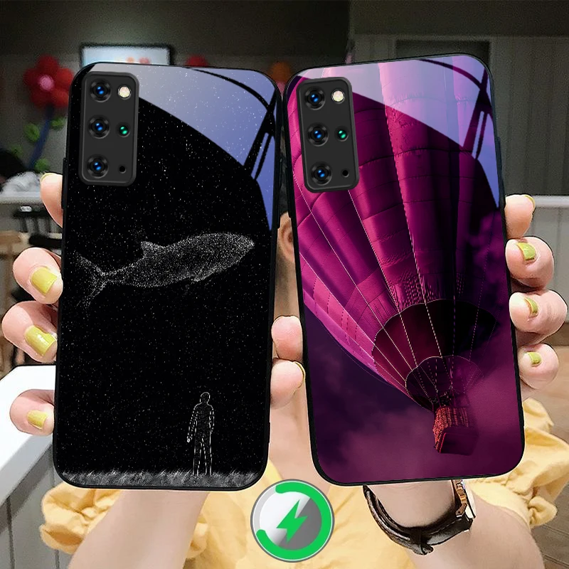 Dark purple balloon For Samsung S 25 S26 S20Ultra S21 Pro S22 Plus S23 FE S24 Ultra S25 Edge For Magsafe Glass Phone Case