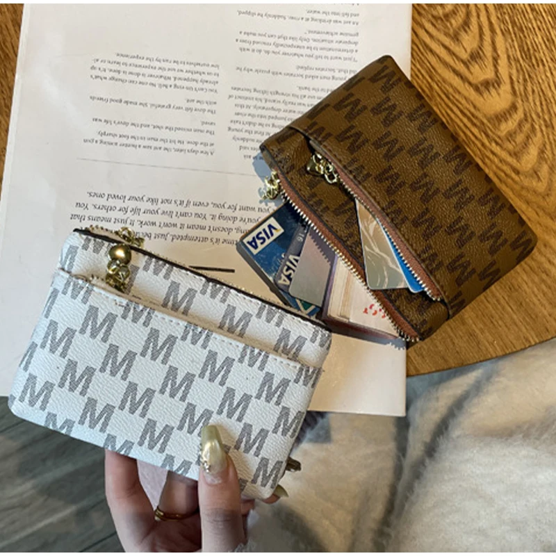 

Brand Letter Print Wallet Retro Double Zipper Coin Purse Luxury Large Capacity Id Card Holder Ladies Classic Coin Bag New Wallet