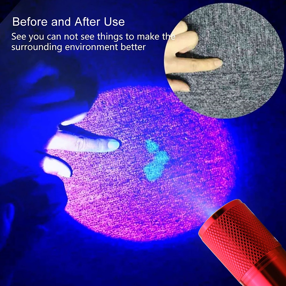 365/395nm Mini LED Flashlight Ultraviolet UV Portability Lamp Urine Stains Detector Light Torch Dryer Machine Nail Art Tools