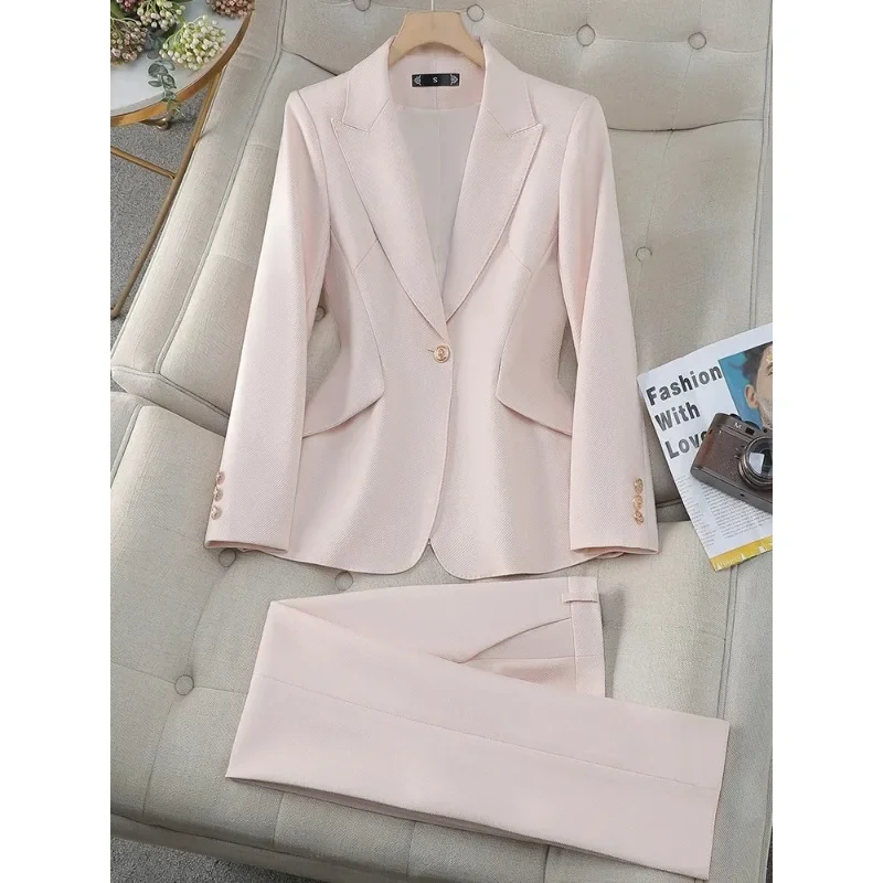 Hochwertige grün rosa schwarz Damen Blazer Hose Anzug Frauen weibliche Business-Arbeit tragen feste Jacke und Hose 2-teiliges Set