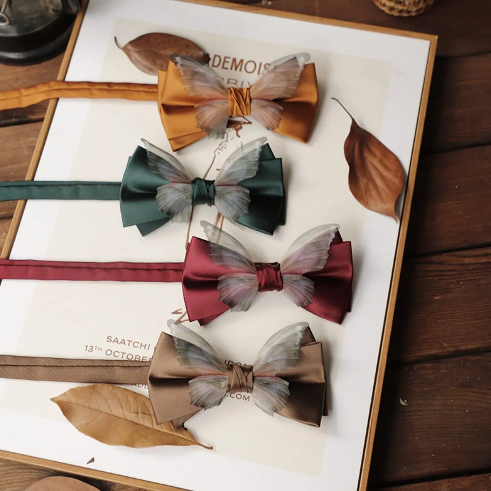 

Creative Solid Color Butterfly Bow Tie Soft Organza Men Necktie Bowknot Adjustable Bridegroom Groomsman Cravat Banquet