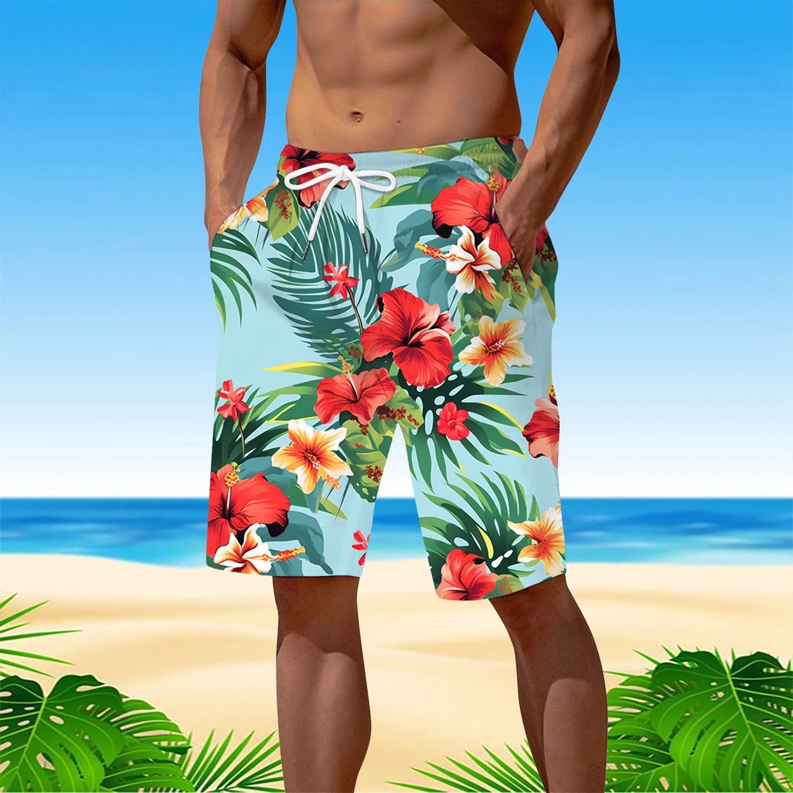 Personality Hawaii Summer Beach Shorts Men Casual Tropics Board Shorts 3D Printed Swimsuit Homme Fashion Holiday Surf Swim Trunk