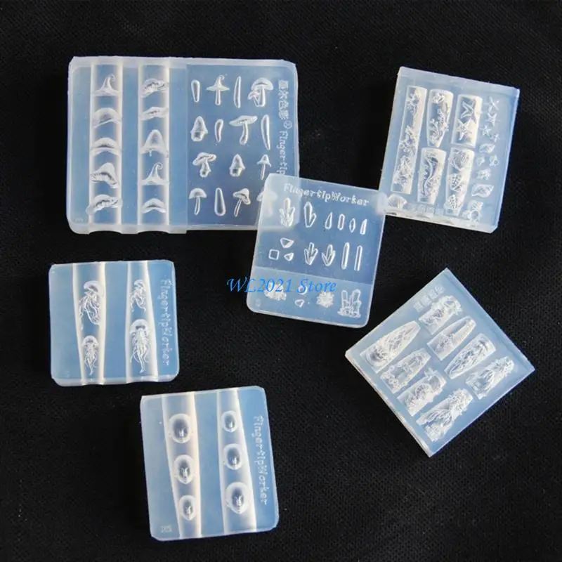 قوالب فن الأظافر السيليكون الفريدة من نوعها مع حوت وقذيفة لإلقاء نظرة أنيقة على المحيط #4