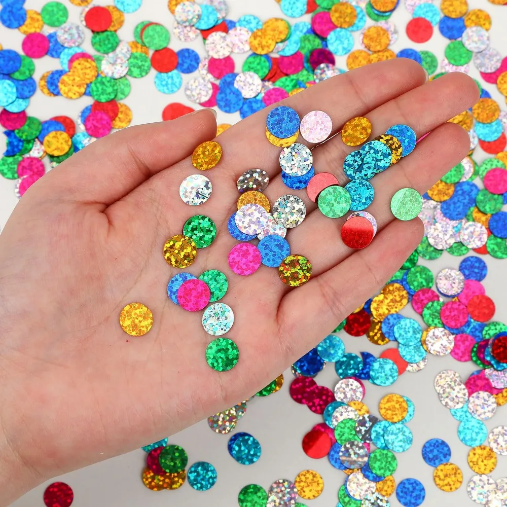 1-10 Packungen Runde Laser-Glitzer-Pailletten und Konfetti für Geburtstage, Hochzeiten, Kindertag, Weihnachten, Neujahr, Karneval und Feierlichkeiten – Detail 3