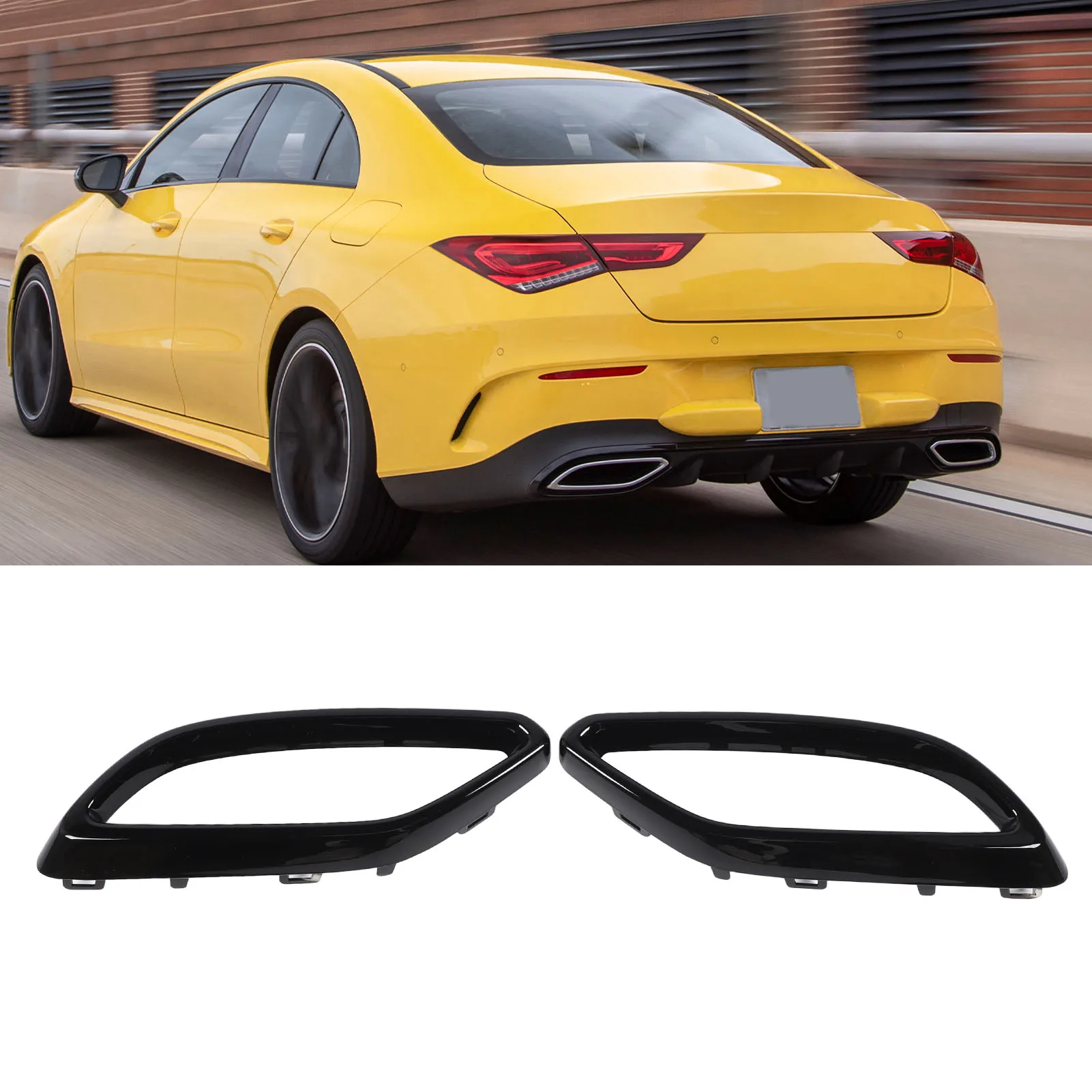 

1 пара накладок на наконечники выхлопных газов 1184920200, замена левого и правого для Benz CLA-Class C118 AMG-Line 2020–2024, ярко-черный, N