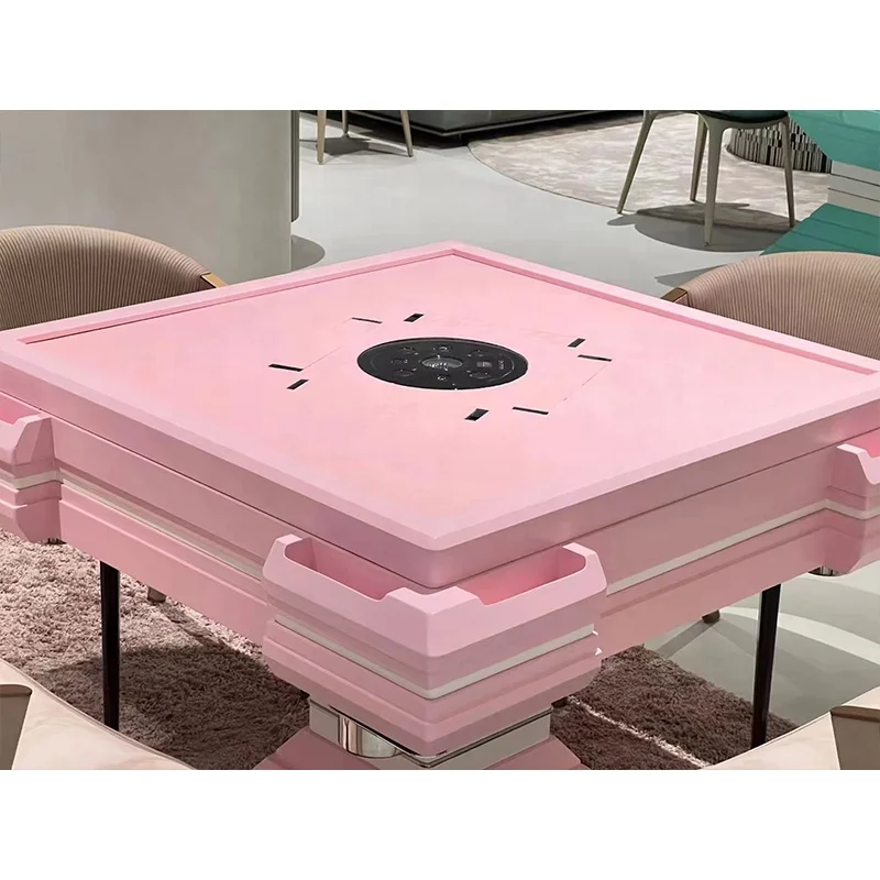 Chinese Manufacturer Fashion Light Electronic Automatic Macaron pink Mahjong Table
