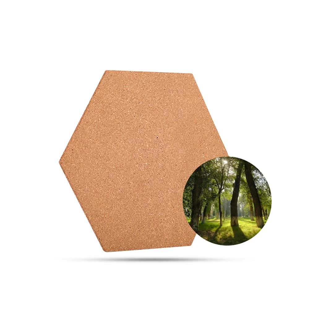 

4pcs Hexagon Cork Boards Photo Wall Message Boards Self-Adhesive Background Bulletin Message Stickers for Home Office (Brown)
