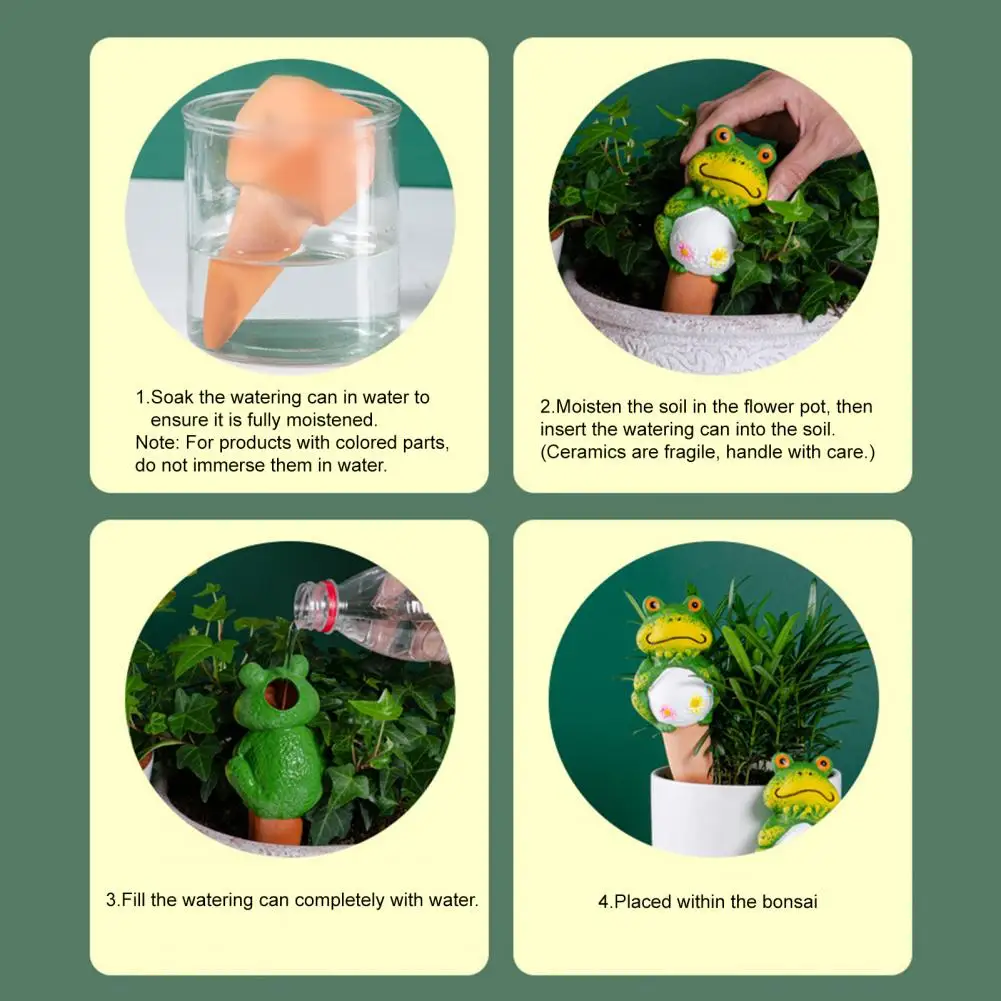 4Pcs Self Watering Spikes Cute Frog Planter Insert Automatic Watering Spikes Slow Release Watering Tools For Indoor Plants