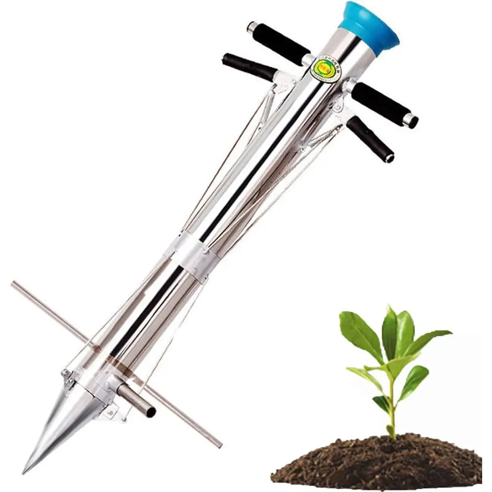 

Long-Handled Garden Bulb Planter Set for Seedling Transplanting and Planting Greens, Onions, Radishes, Beets, and Lettuce