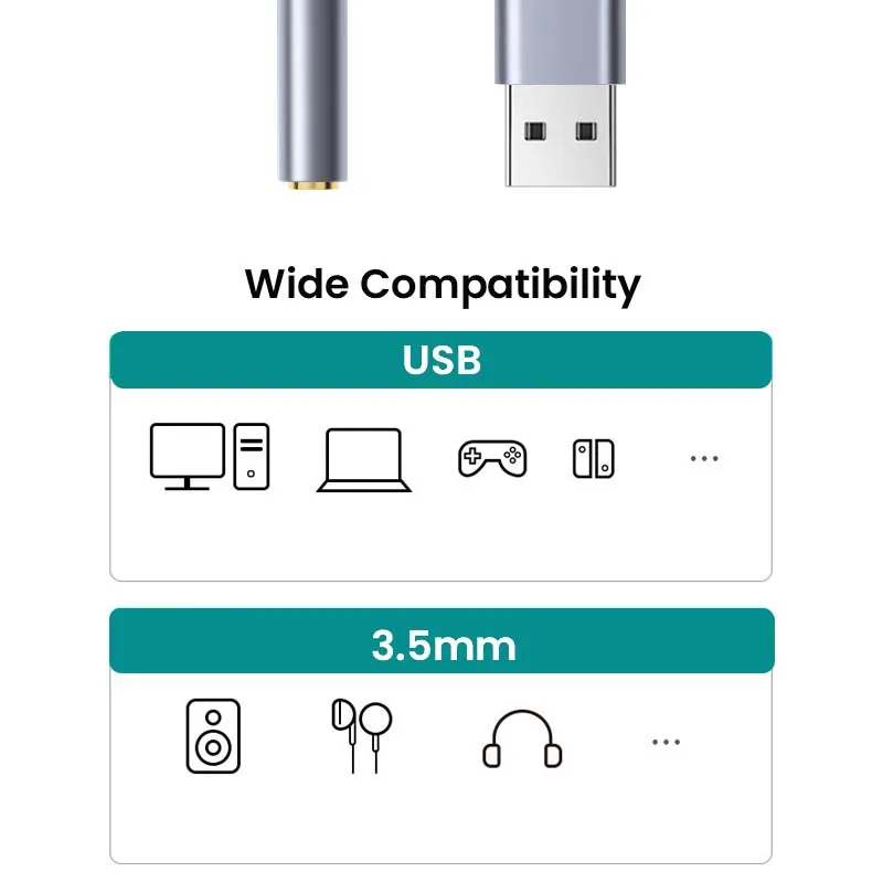 NIERBO USB to 3.5mm Audio Jack Adapter USB A to 3.5mm TRRS USB to Audio Jack Adapter Headset External Stereo Sound Card