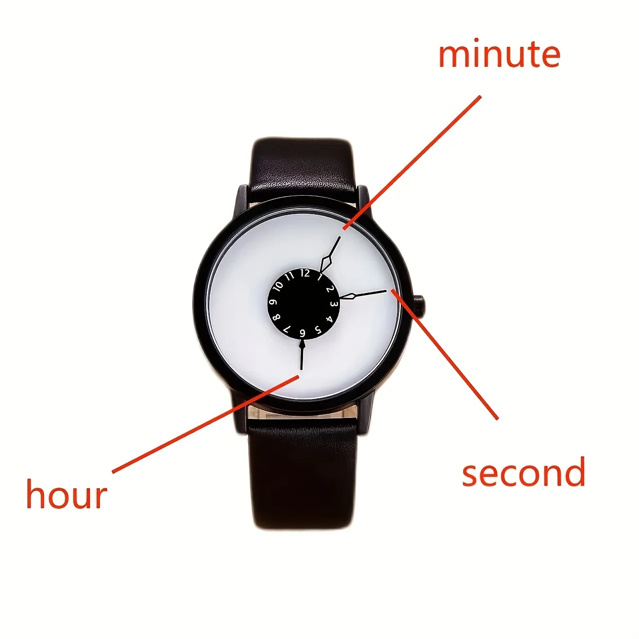 1PC Personality Concept Black Technology Watch Men and Women Handsome Trendy Couple Watch Pointless Concept Watch