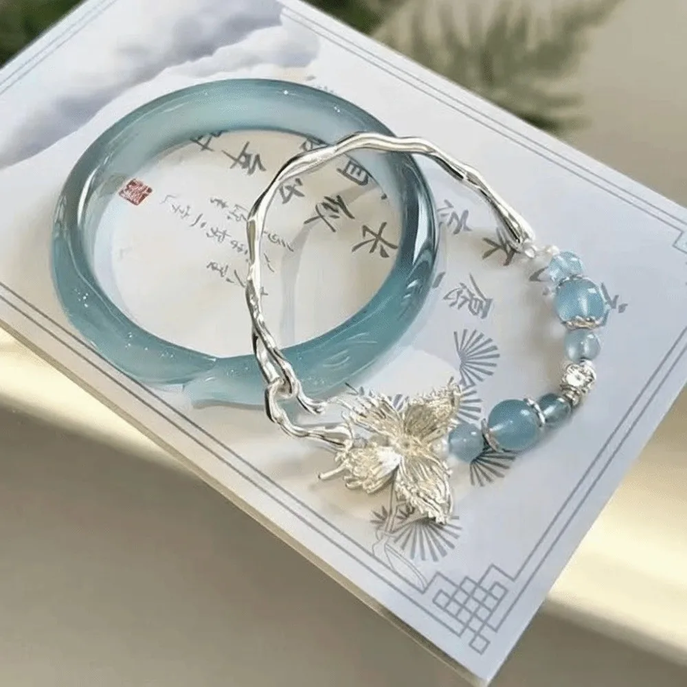 Beaded Chain Retro Tassel Bells Bangle Adjustable Elegant Chinese Style Bracelet Ethnic Security Lock