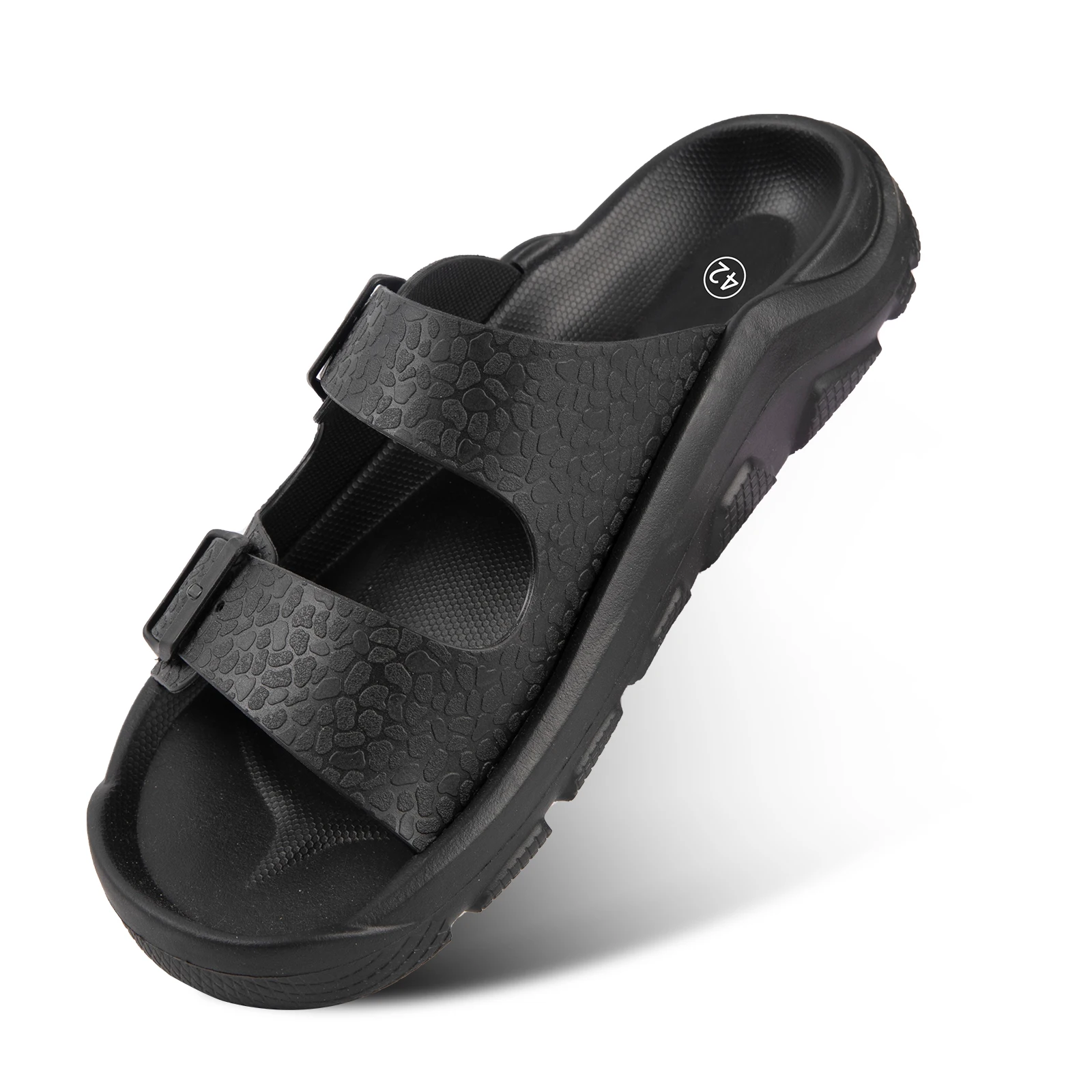 Men Recovery Sandals with Arch Support Unisex Double Buckle Adjustable Cloud Slippers