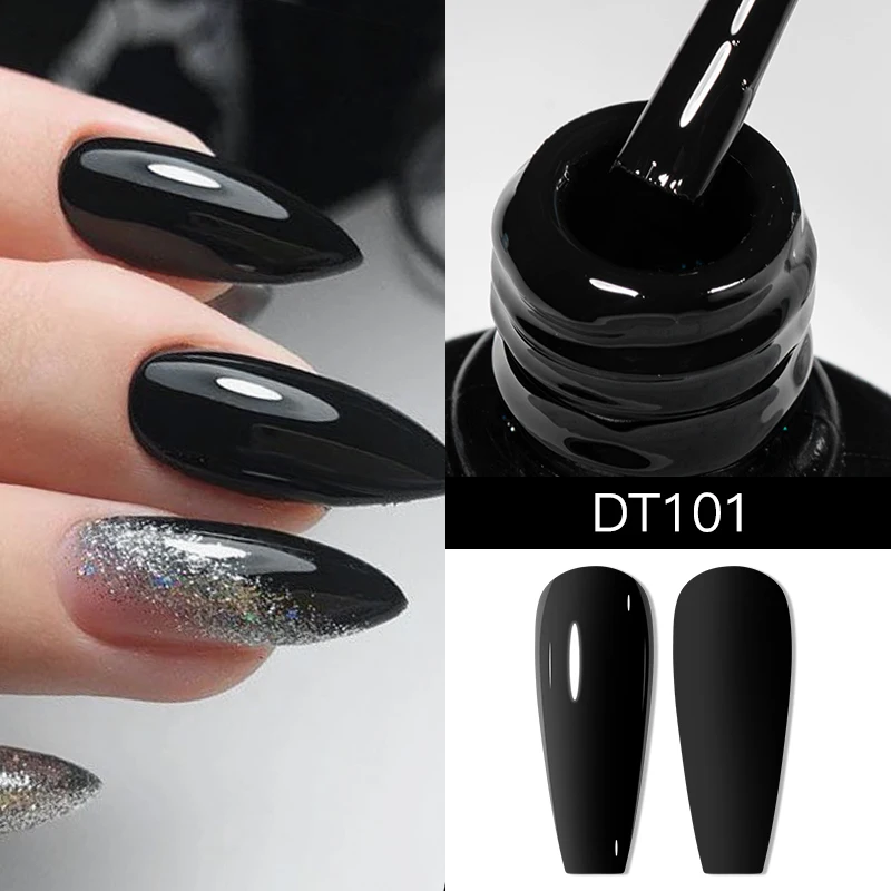 MEET ACROSS 7ml Black White Red Gel Nail Polish Glitter Semi Permanent Nail Supplies Gel Vernis for All-Season Nails Design