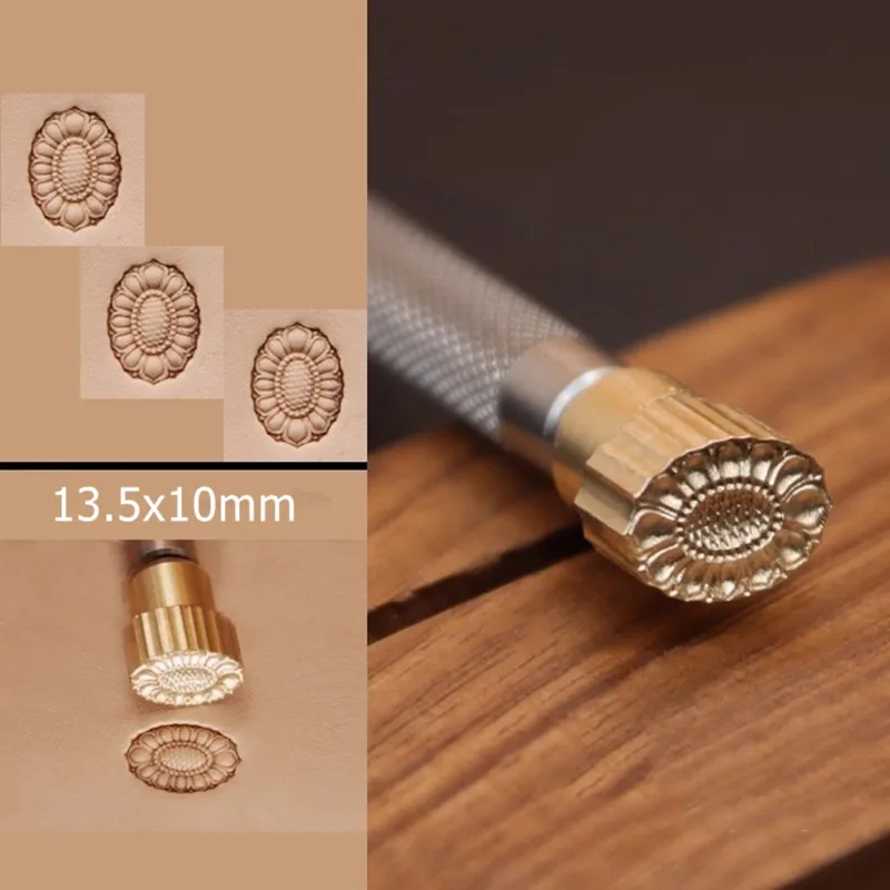 

Штамп «Подсолнух» 13,5x10 мм — стальная ручка и медная головка для ремесел из кожи религиозного искусства | Эллиптический инструмент для тиснения сакральных цветов