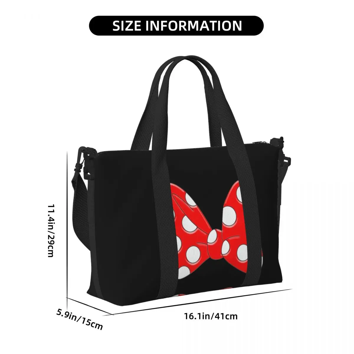 Tas Tote pantai Anime Minnie Mouse kustom untuk wanita kompartemen besar tas perjalanan pantai Gym