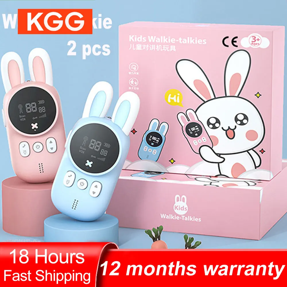 New 2PCS Rabbit Walkie Talkie 3KM Range Handheld Transceiver UHF Radio Lanyard Children Birthday Gift Mini Kids Toys Interphone