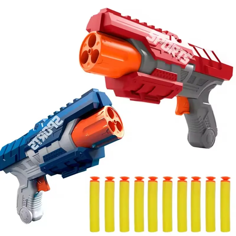 Bambini Proiettili morbidi Pistole Giocattoli Air Powered Sicurezza Eva Pistole a proiettile morbide Freccette Airsoft Foro cavo Testa Schiuma Dardo Tiro Pistole giocattolo