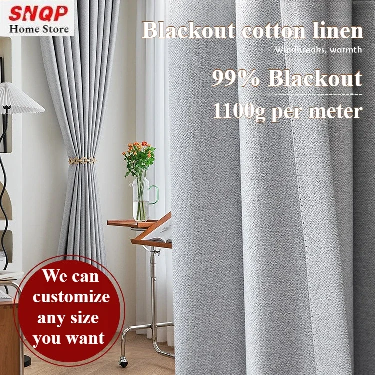 Full Blackout Simple Modern Curtains for Living Room Bedroom Dining Study Hall Vertically Decor Classic Fashion Custom Size