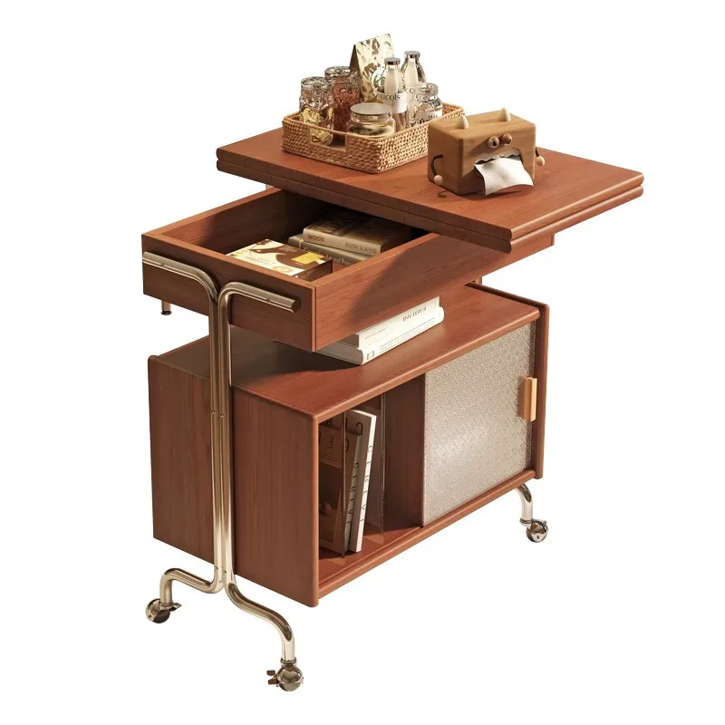 

Mobile trolley practical living room retro sofa side few French medieval solid wood storage side cabinet coffee table storage
