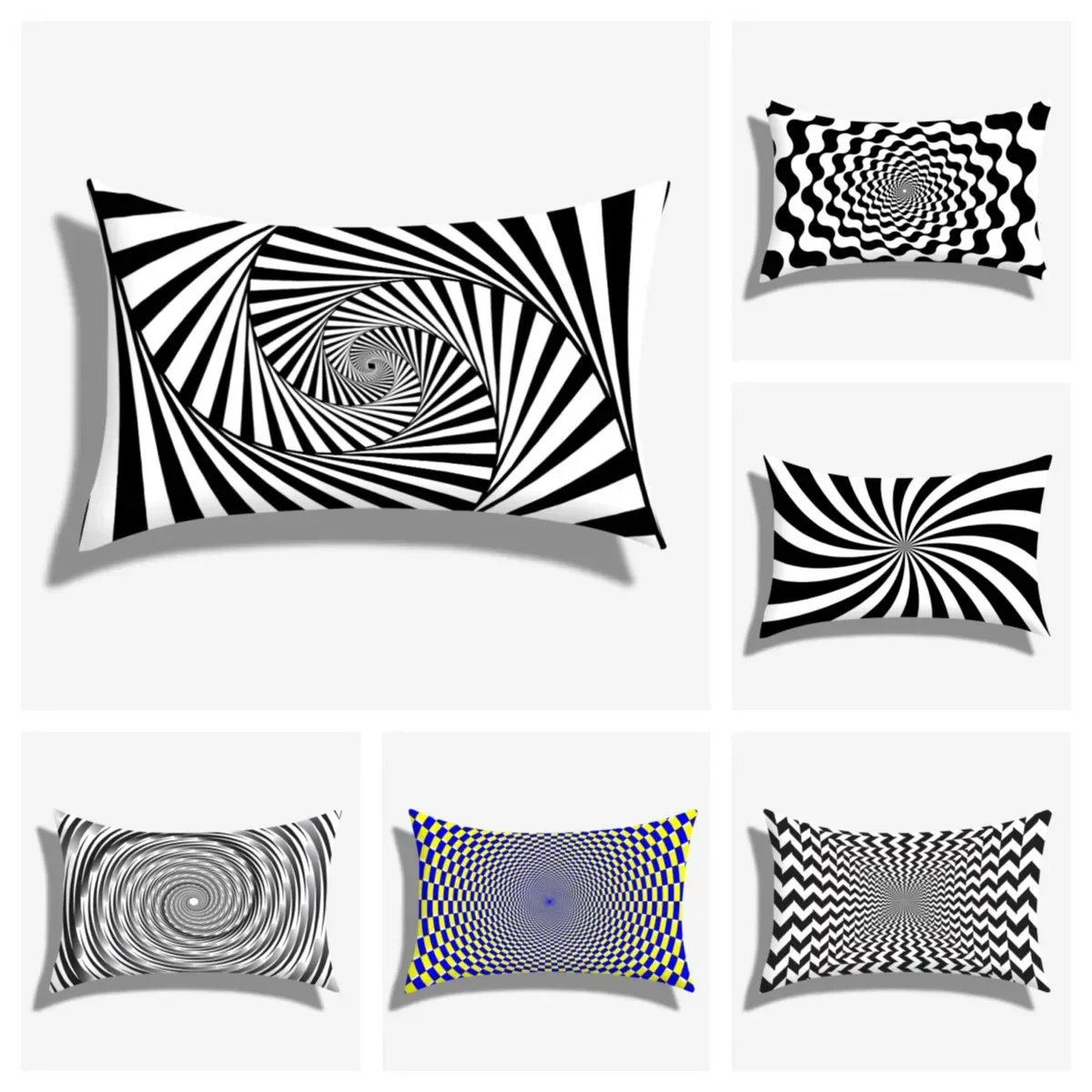 Black and white spiral pillow covers ，30x50 40x60 cushion cover，Pillow covers decorative， home decor ，Customize your own pattern