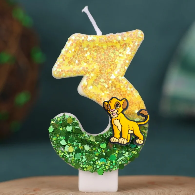 شمعة رقمية من Lion King Simba رقم 0-9 لوازم تزيين كعكة عيد ميلاد الأطفال مستلزمات إكسسوارات حفلات الرسوم المتحركة #3