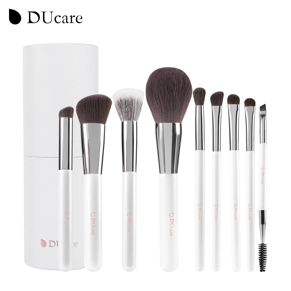 

DUcare Makeup Brush Set 9pcs Foundation Blending Powder Blush Concealers Eyeshadows Brushes Must Have Beginner Use With Holder