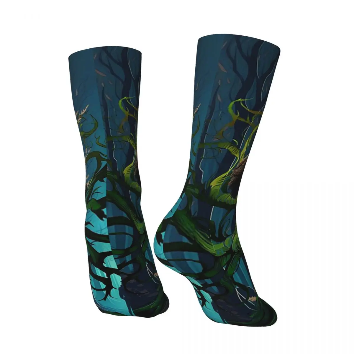 All Seasons Halloween Haunted Tree Monster Socks Harajuku Crew Socks Super Soft Stockings for Men Women Valentine's Day Gifts