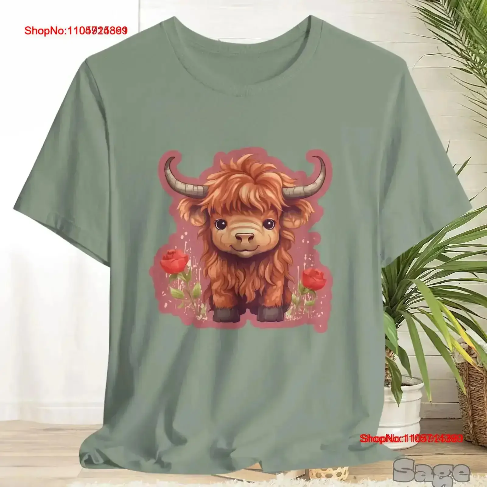 Adorable Cute Highland Cow With Roses T Shirt Women's Rustic Western Style Farm Animal for Loving Country Mom vintage Washed
