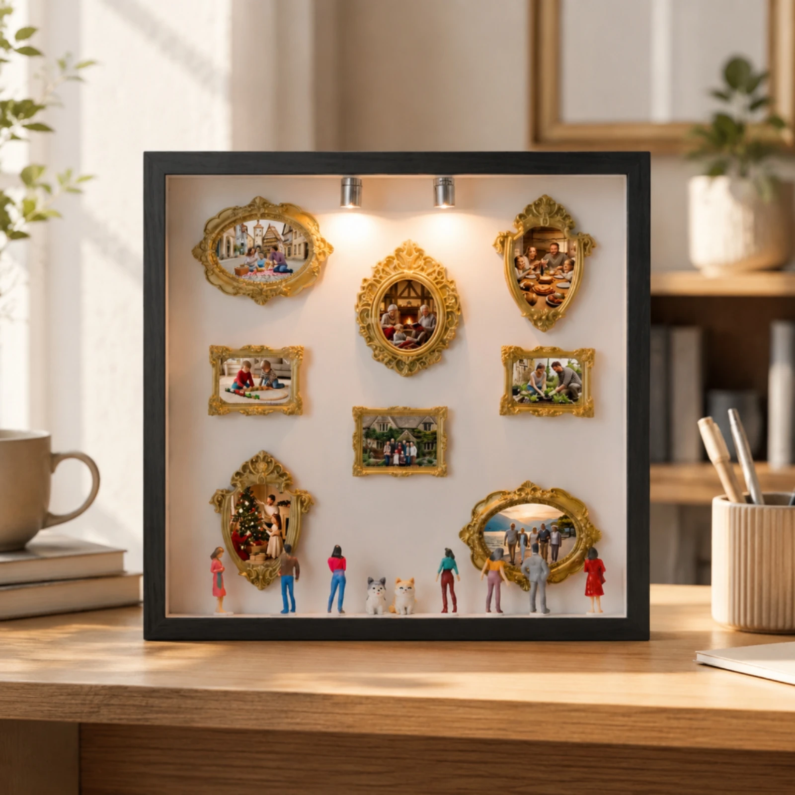 3D Shadow Box with Lighting Components Illuminated DIY Miniature Museum-Style Shadow-Box Picture Frame Miniature Scene Craft Kit