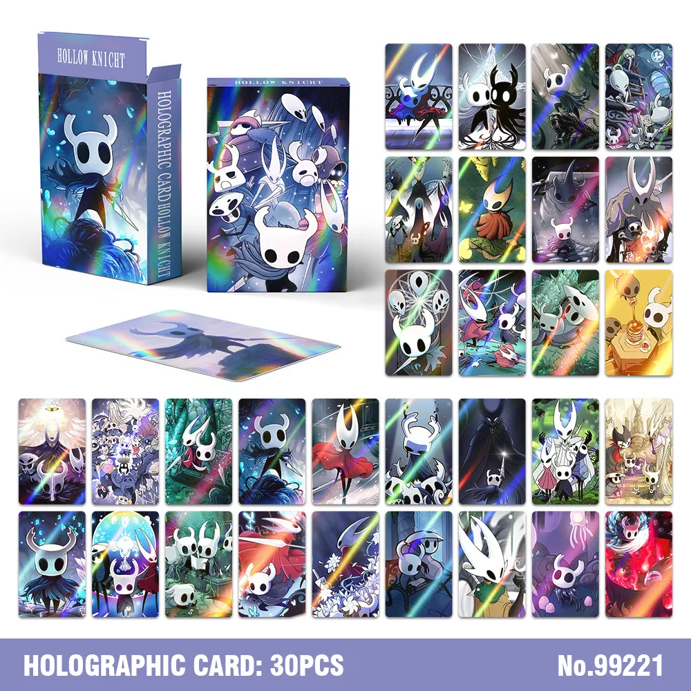 New 30 Laser Cards Hollow Knight Flash Card Action Adventure Game Photo Card Double sided LOMO Card Christmas Card