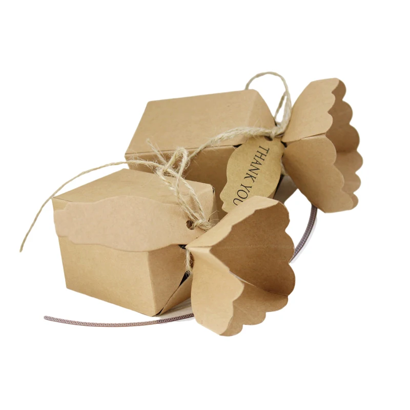 10/20/30Pcs Kraft Paper Vase Candy Box Floral Favor Gift Boxes Baby Packaging Bags With Ribbon Birthday Wedding Party Decoration