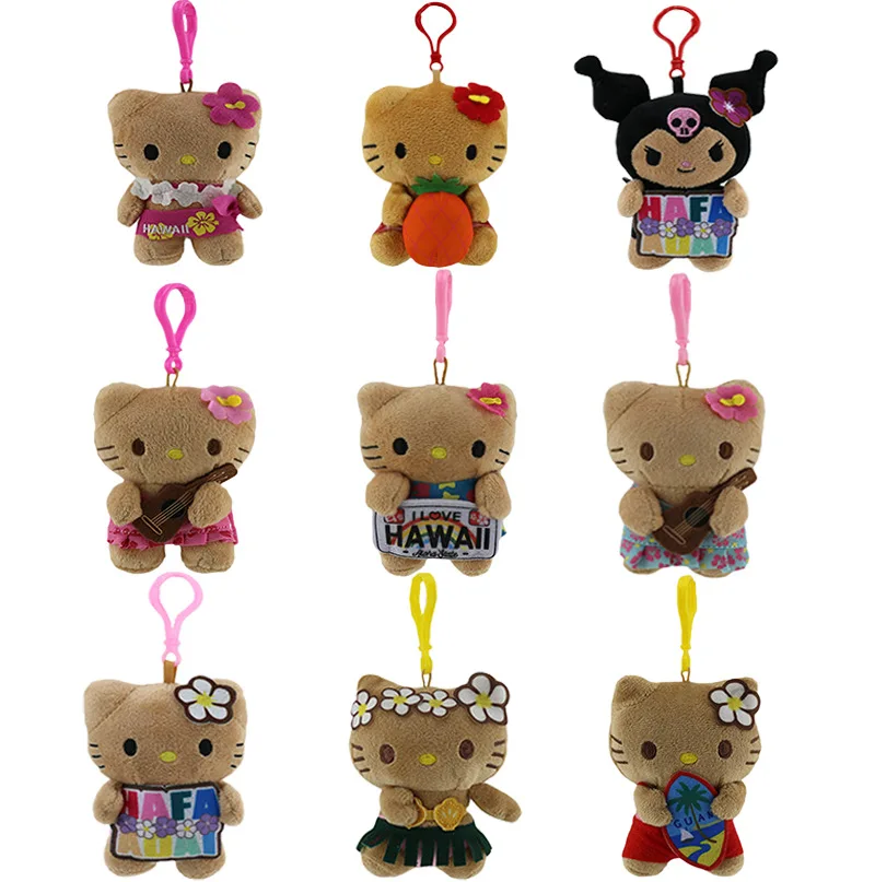 

Hawaii Limited Edition Plush Keychain Pendant Hello Kitty Kuromi Melody Pochacco Cinnamoroll Stuffed Doll Toys Kids Child Gifts
