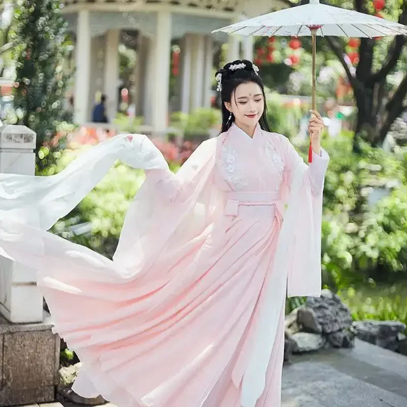 

Chinese Folk Dance Hanfu Tang Dynasty Princess Cosplay Stage Wear Traditional Women Pink Outfit Costume Fairy Hanfu Dress