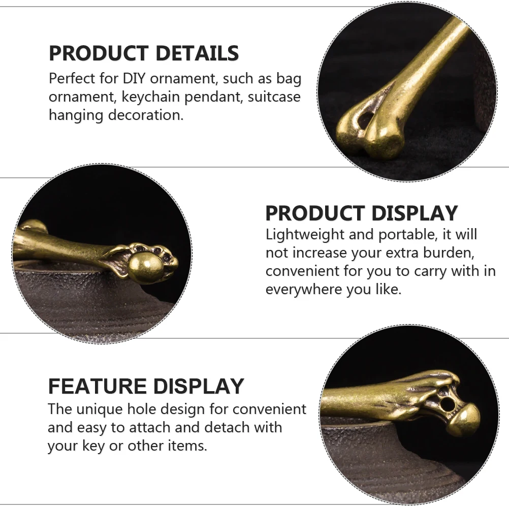 

2pcs Bone Pendant Hanging nament Lid Brass Keychain Small Mini Adornment Decor Suitcase Car Office DIY Jewelry Accessories