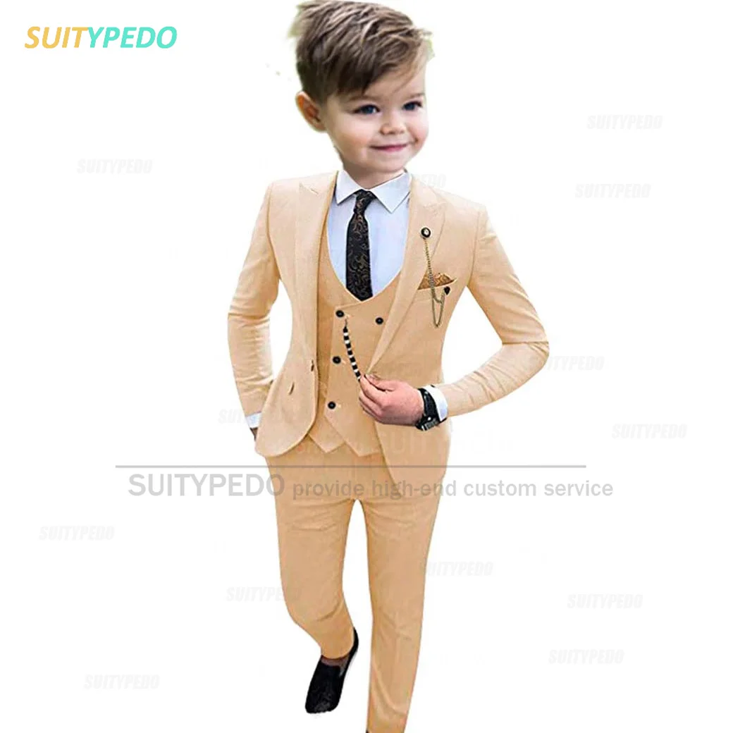 

Fashion Boys Suit Jacket Vest Pants 3 Pieces Children School Activities Performance Costume Wedding Party Kids Slim Fit Tuxedos