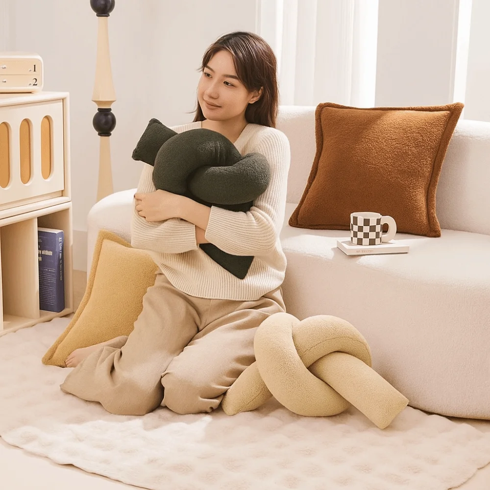 

Creative Nordic Knotted Throw Pillow Modern Style Soft Sofa Cushion Unfolding Long Lumbar Pillow Office