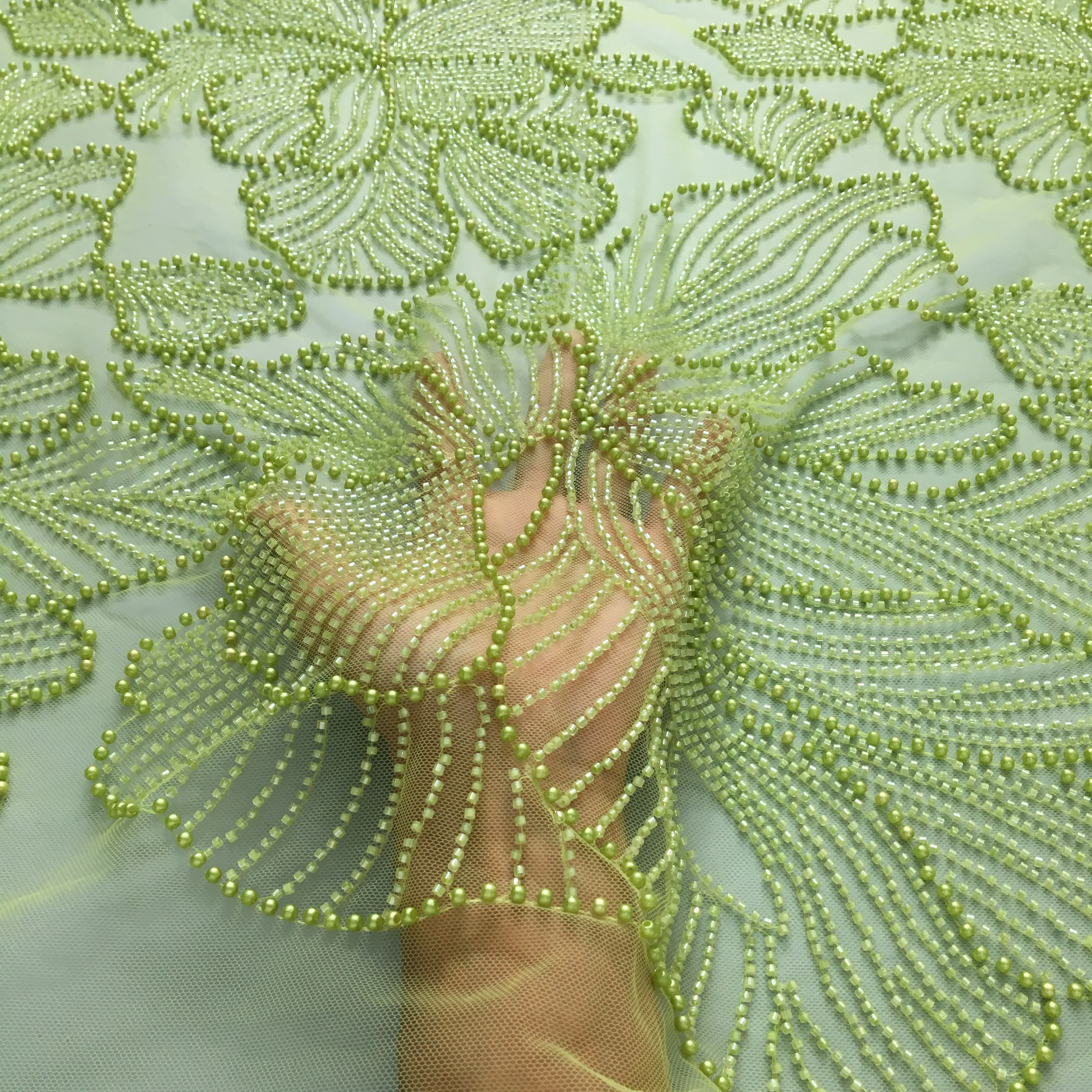 หรูหราภาษาฝรั่งเศสคําลูกปัดผ้าลูกไม้ 2025 คุณภาพสูง 5 หลาTulleลูกไม้แอฟริกันผ้าไนจีเรียชุดสําหรับผู้หญิงA4034