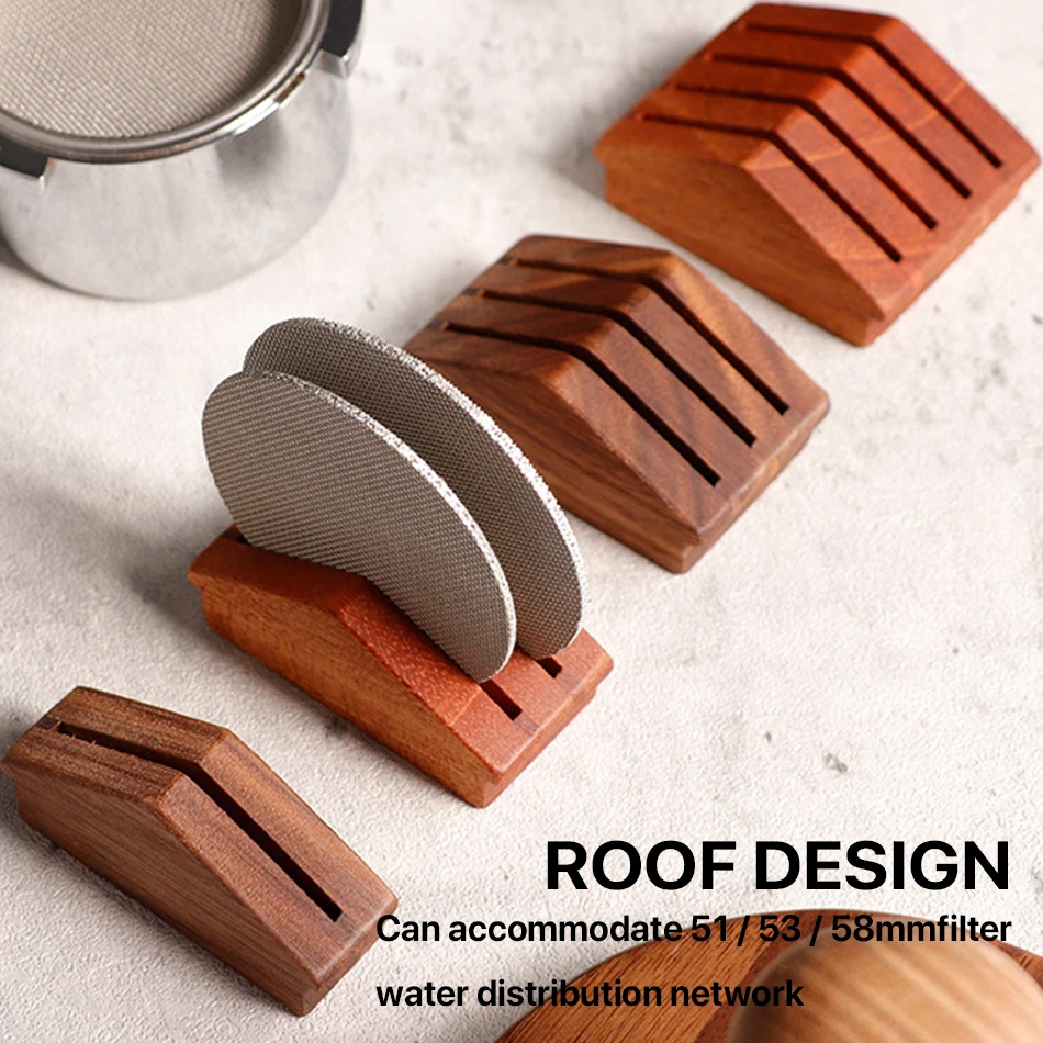 Espresso Coffee Filter Screen Holder Coffee Making Puck Screen Bracket Wooden Walnut Stand Rack for 51MM/54MM/58MM Puck Screen