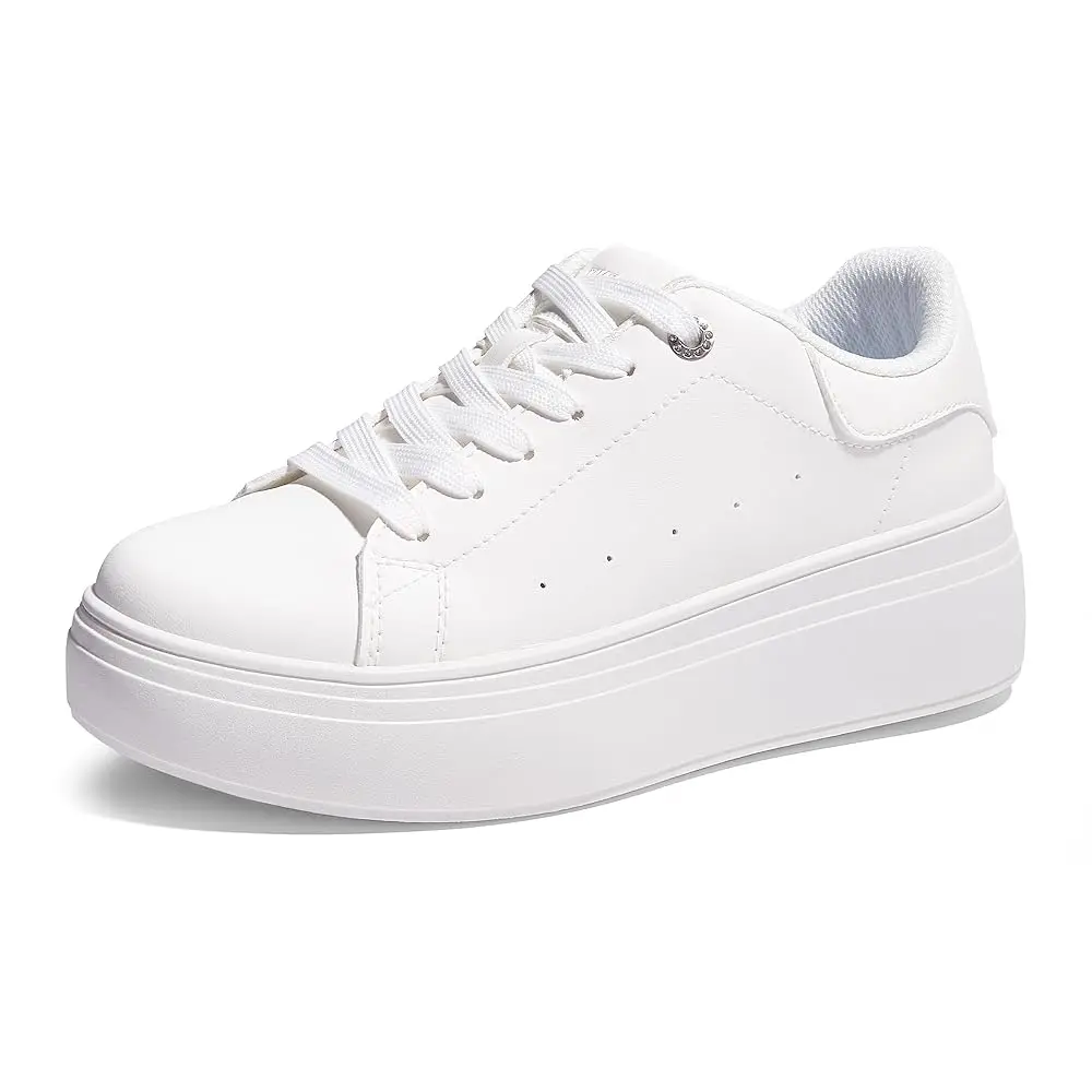 

Women's Platform Fashion Sneakers Faux Leather & Anti-Slip Sole Classic Tennis Shoes for Casual Lace up Sport & Walking