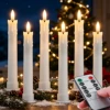 6 Pack Flameless LED Taper Candles Rechargeable Realistic Taper Flickering Electric 3D Wick LED Light Candle with Remote Control and Battery Operated Timer Led Candles for Home Decor Christmas Table 1