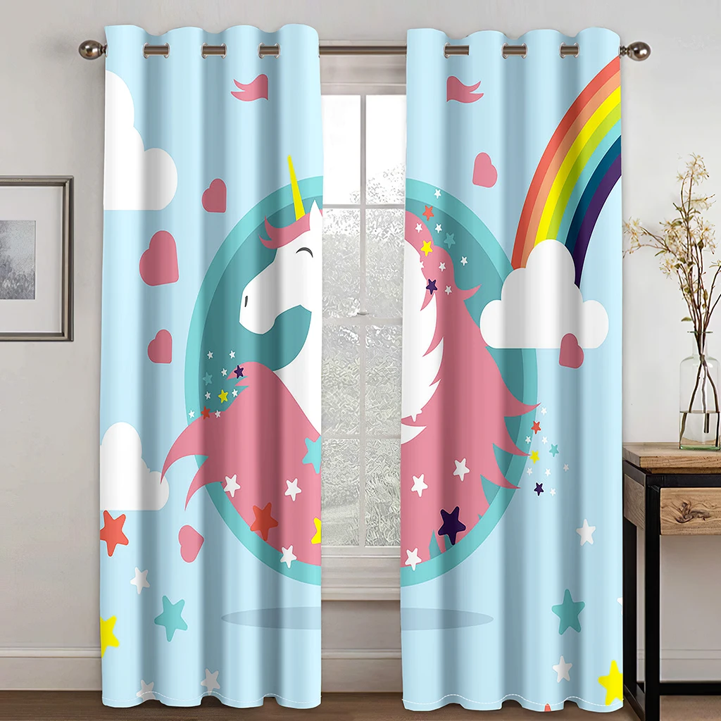 

Children's Favorite Rainbow Horse Unicorn Curtains 2 Panels Boys Girls Room Bedroom Living Room Study Room Decor