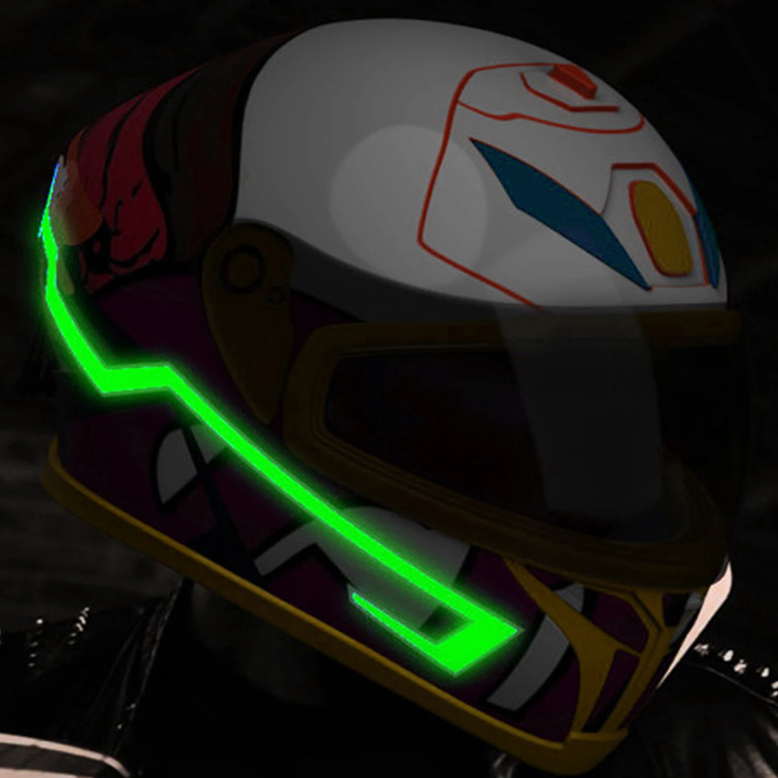 Motorcycle Helmet Light Fluorescent Helmet Decorative Bar Led Riding Signal Light Strip DIY Helmet Decor Helmet Accessories