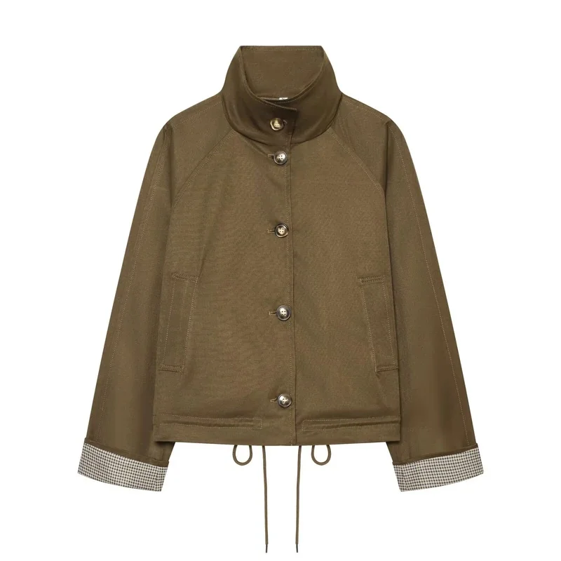 Women's 2026 new summer outfit fashionable and personalized temperament chimney collar twill fabric jacket
