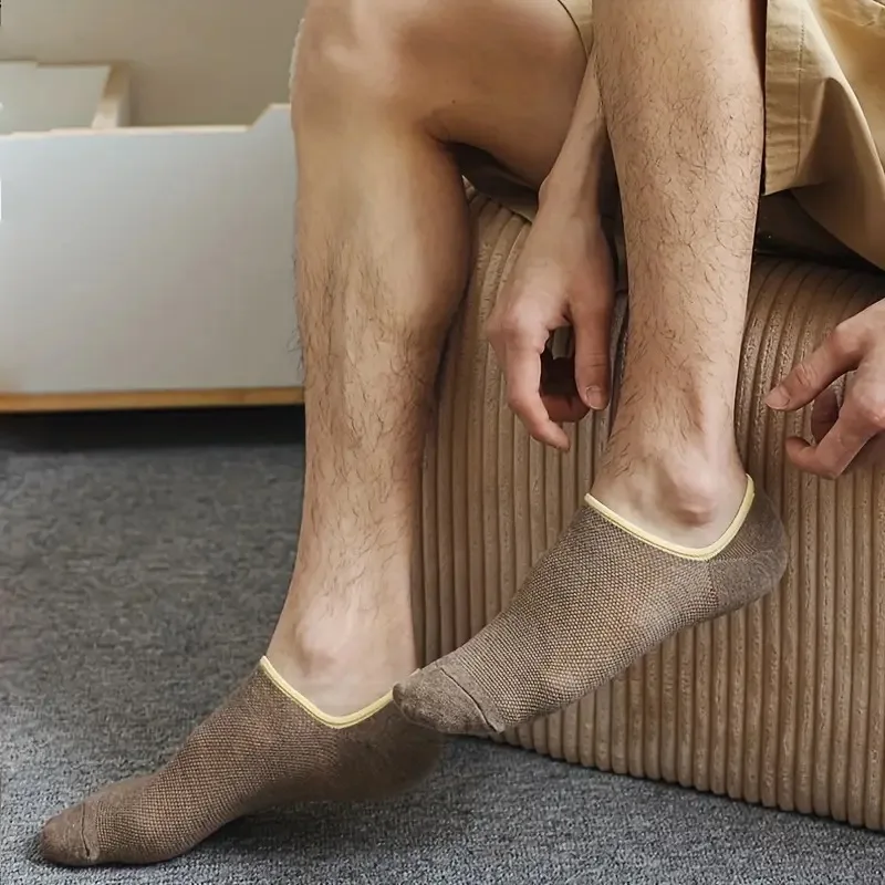7 pares de calcetines invisibles de malla fina para primavera y verano, calcetines náuticos antideslizantes de silicona de Color sólido a juego con boca poco profunda para hombre