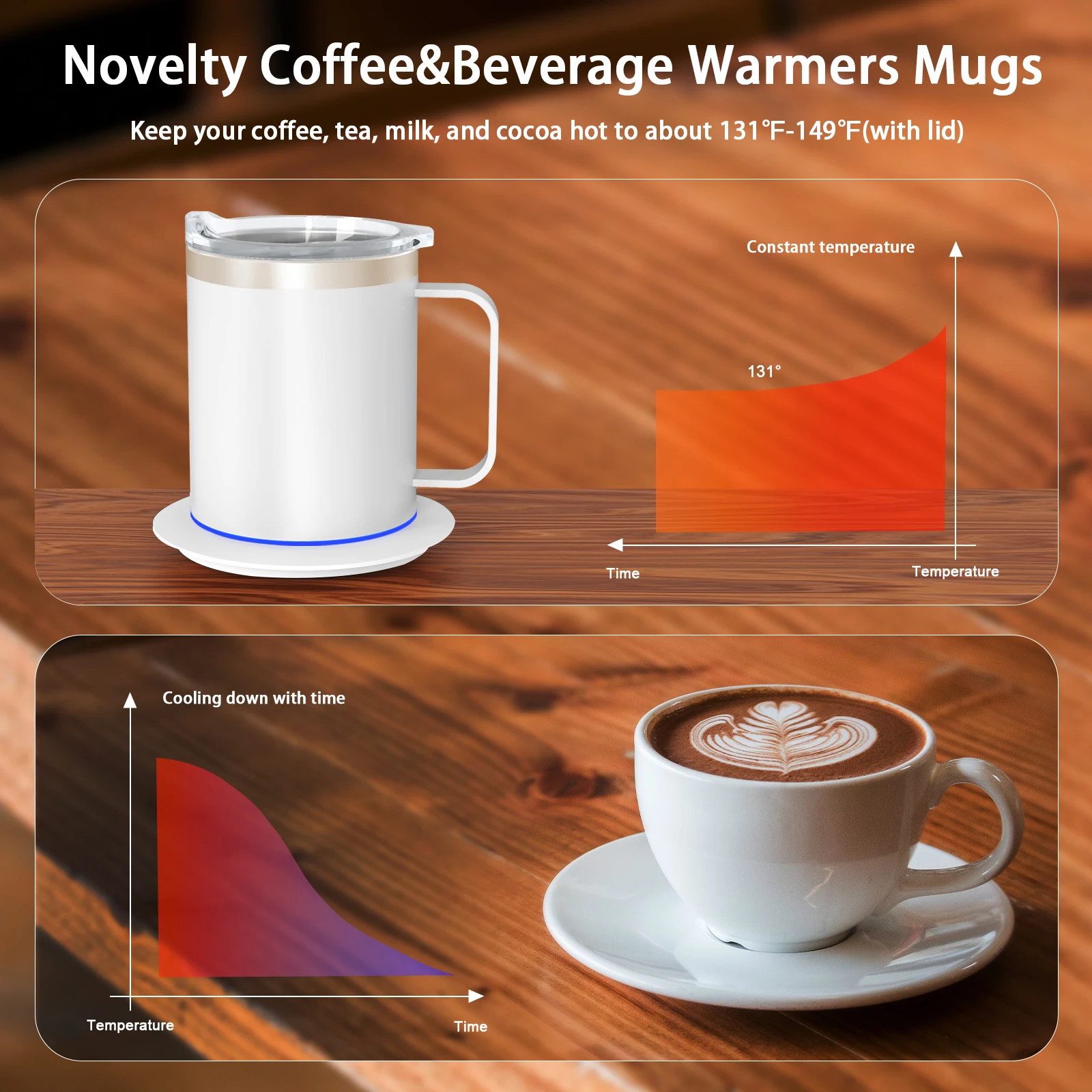 USB Self-Heating Coffee Mug with Temp Control 4