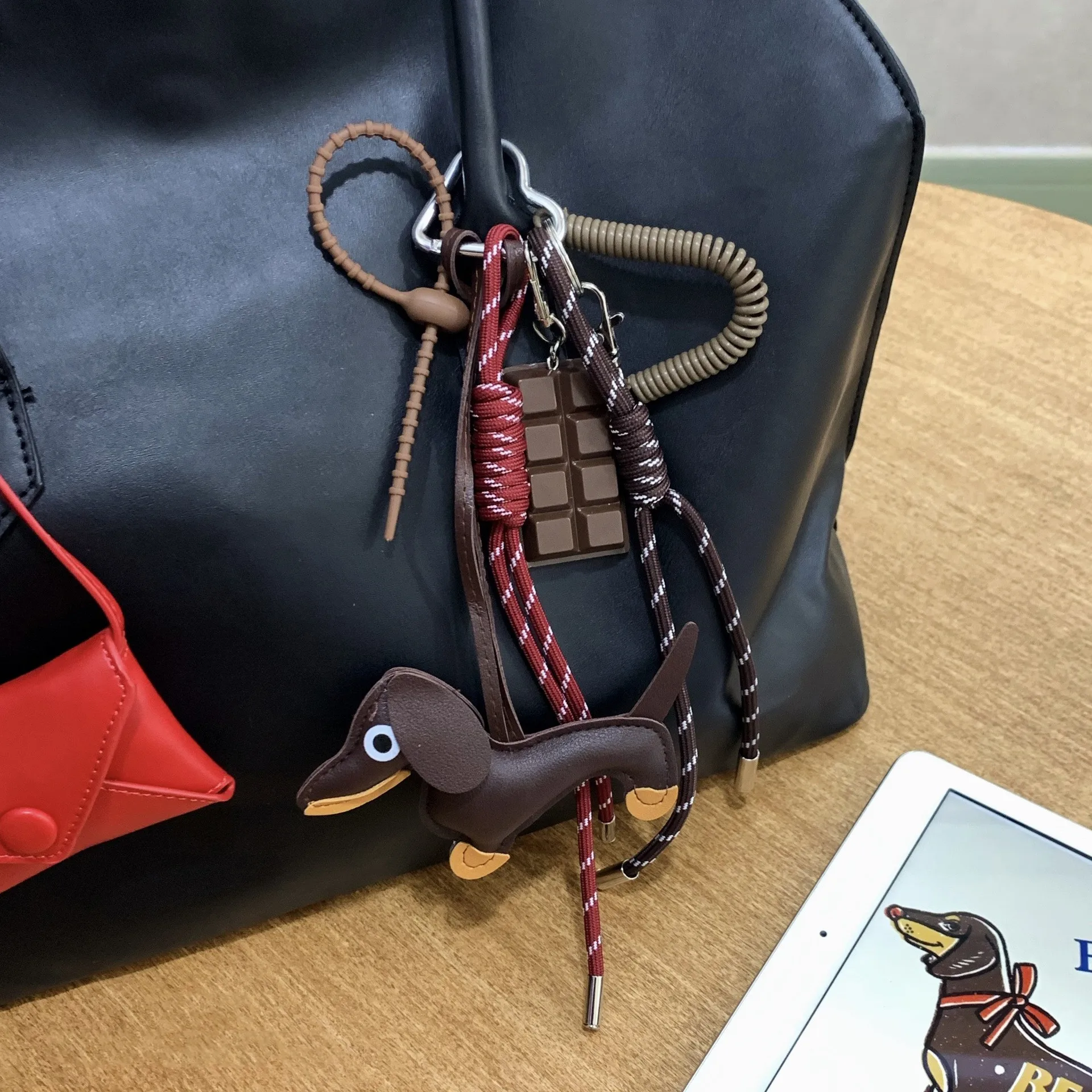 Dachshund Keychain Leather Bag Strap Design Ins Personalized Car Keychain Bag Pendant Miu Purse Sac A Main Femme Handbag Strap