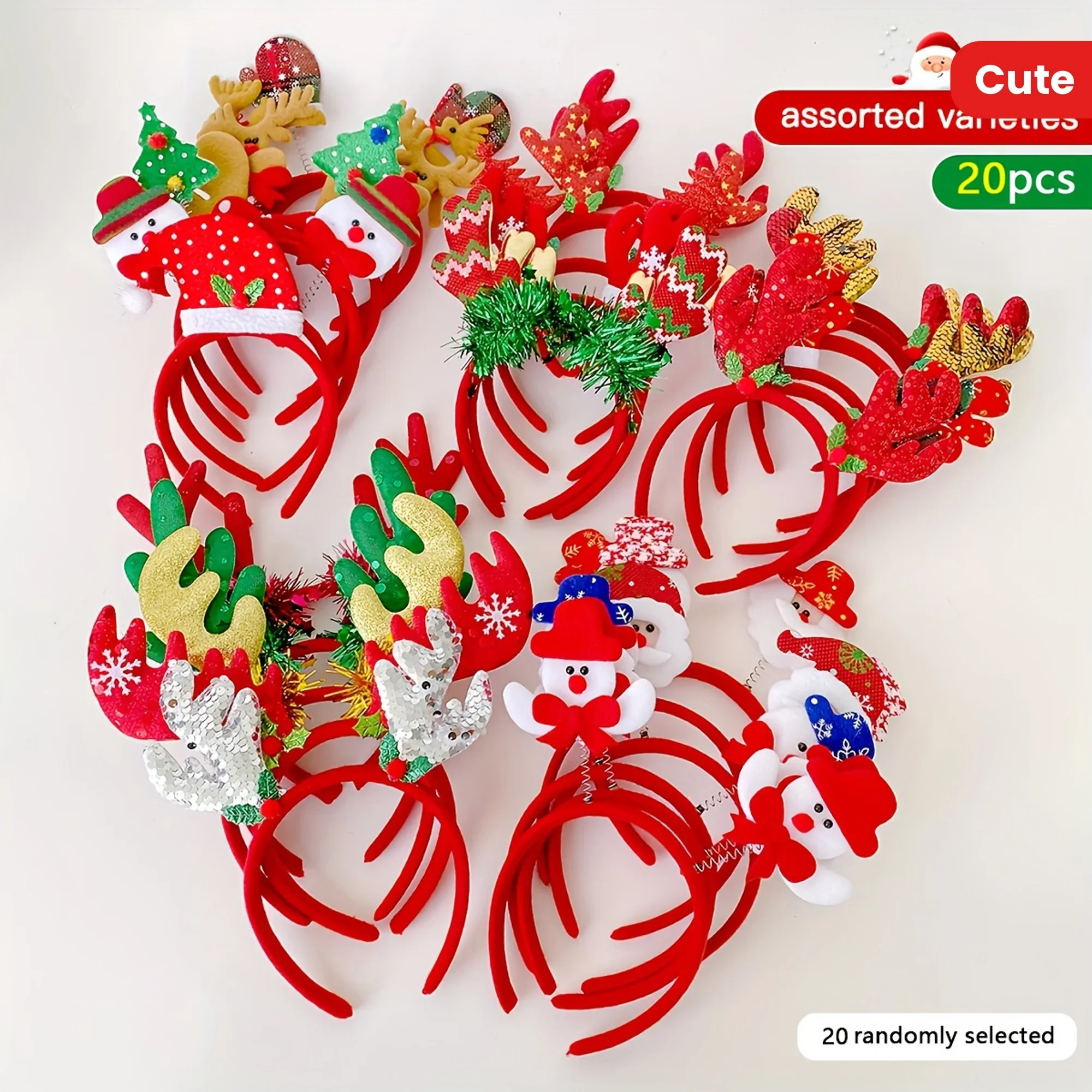 

20pcs of Festive Hair Accessories Featuring Colorful And Adorable Hair Bands.